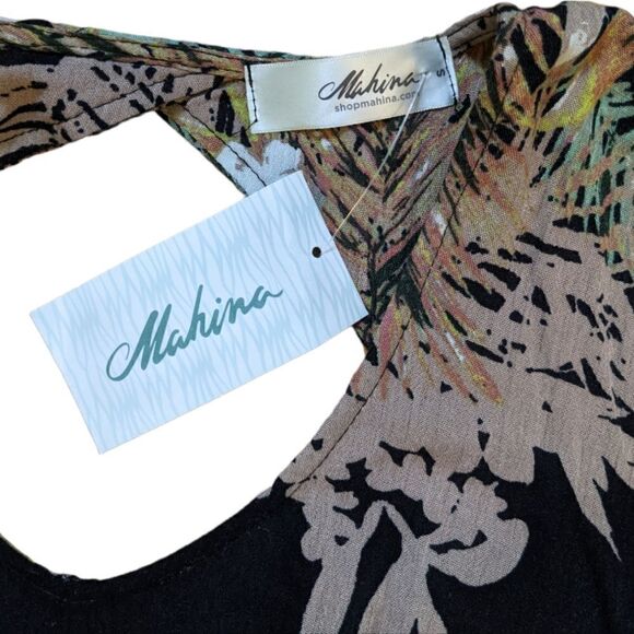 Mahina Tropical Floral‎ Print Dress Flowy Knee Length Women's Small Cruise NWT - Picture 5 of 11